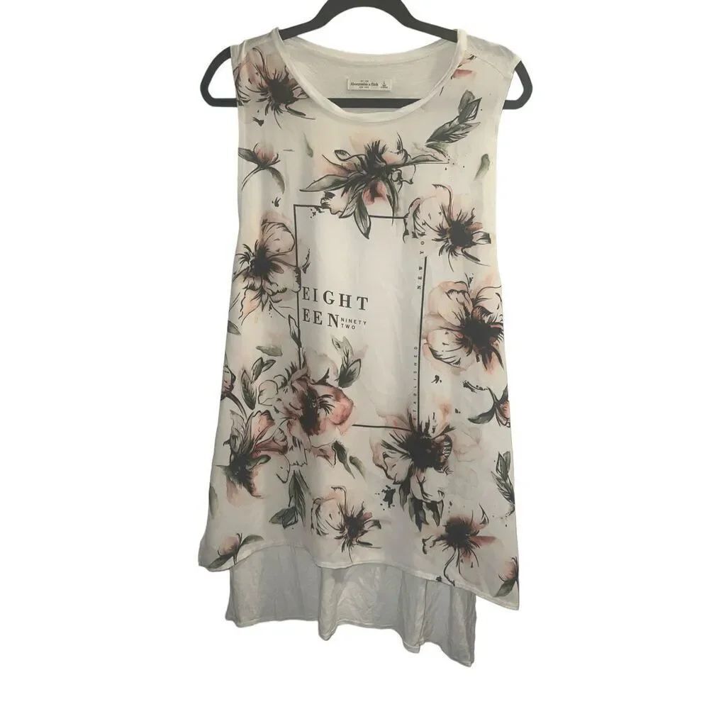 ✨A&F Floral Graphic Eighteen Ninety Two Cream Sz Large Tunic✨